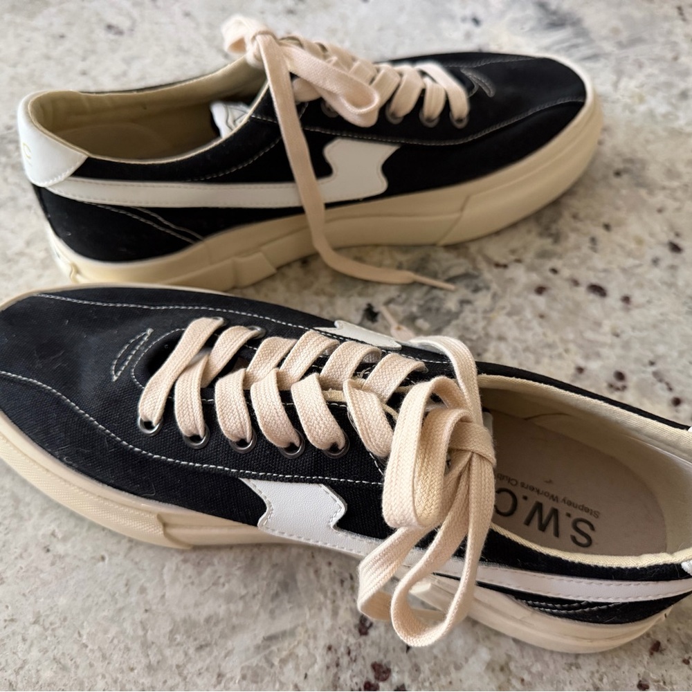 Stepney Workers Club 'S-STRIKE' Black Canvas Low-Top Sneaker